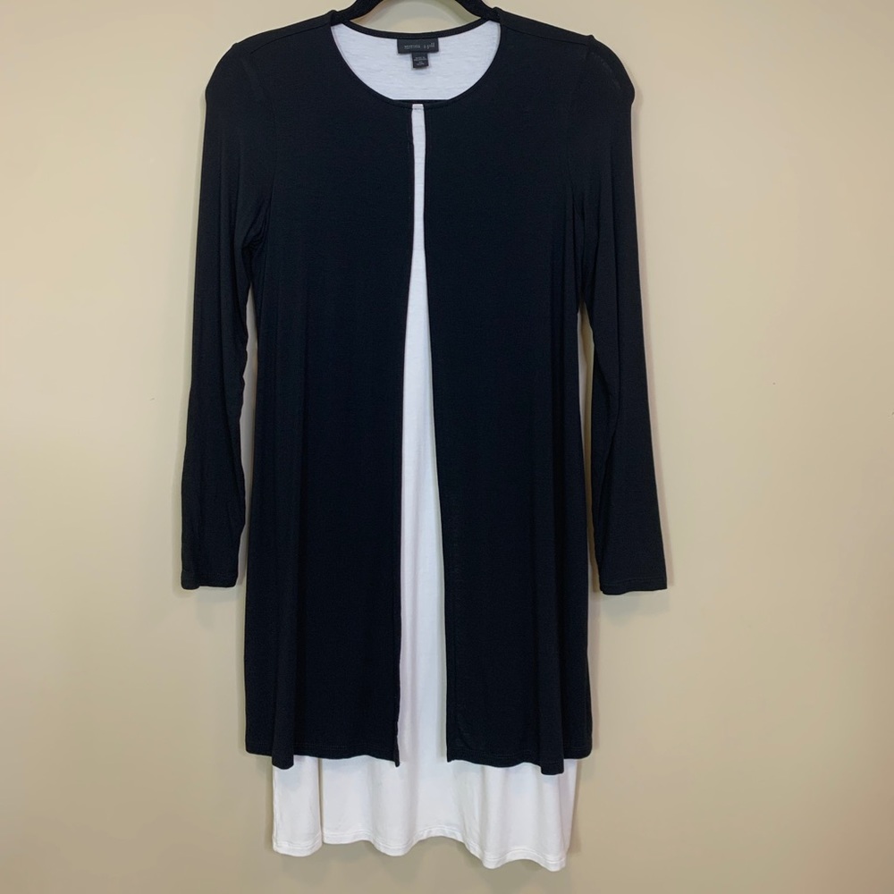 J Jill Black White Layered Jersey Dress